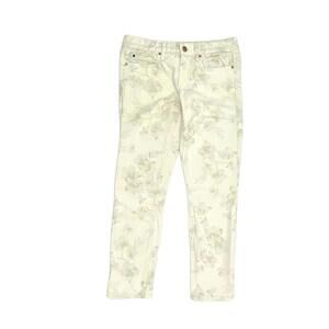 Gap Always Skinny Women's size‎ 26P Light Beige Flower Pattern Denim Jeans